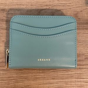 Sézane Small Auguste Wallet in color Vert D’Eau Lisse